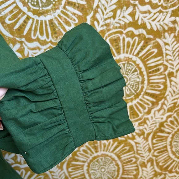 Elizabeth Wilson Designs Jillian Green Fit & Flare Wrap Dress Sz S MISSING SASH - Picture 4 of 12